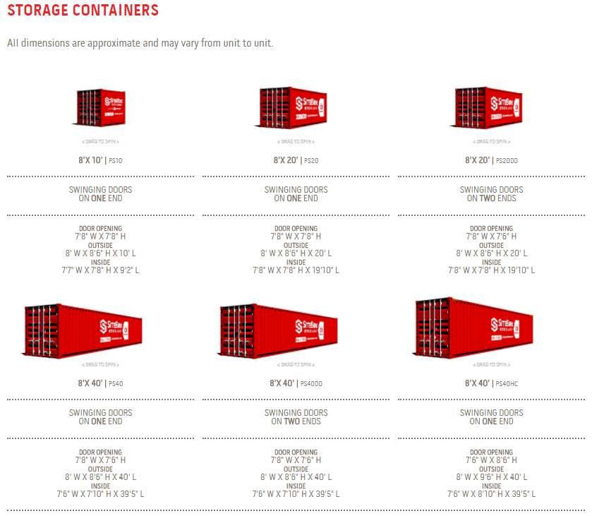 SiteBox Storage Container Options